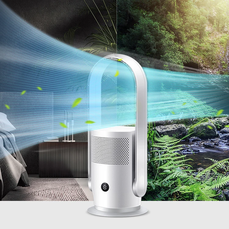 Intelligent Tuya Control Bladeless Fan With Air Purifier Hepa Filters Remove 99.97% Of Pollutants Bladeless Standing Fan