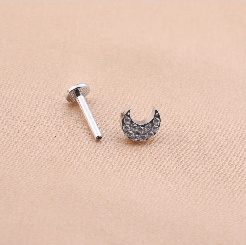 2022 14K Gold Plated F136 Titanium Piercing Threadless Push In Labret Studs
