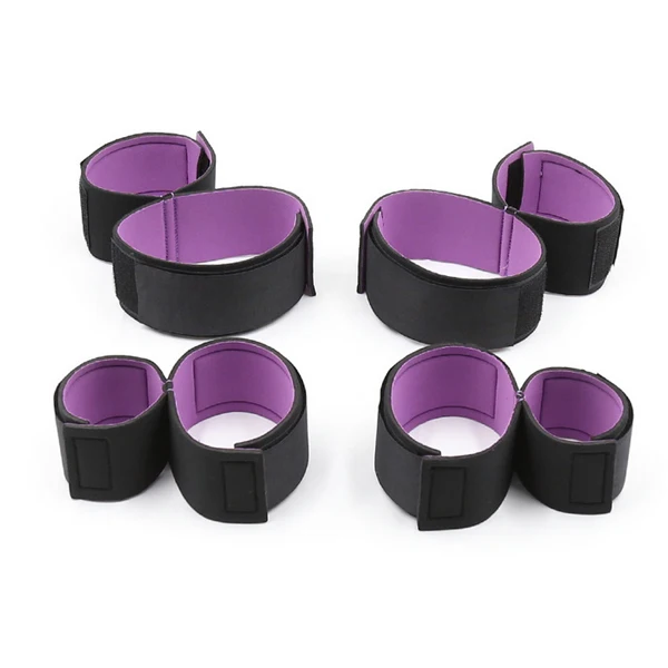 Female bed restraints leather sex handcuffs and ankle cuffs bdsm bondage restrains