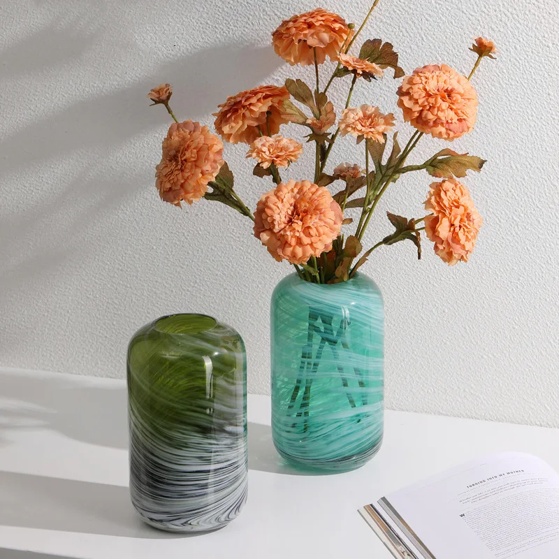 Nordic simple marbled glass vase ornaments  home decor  Decor bird Centerpiece modern creative home decoration Christmas gifts