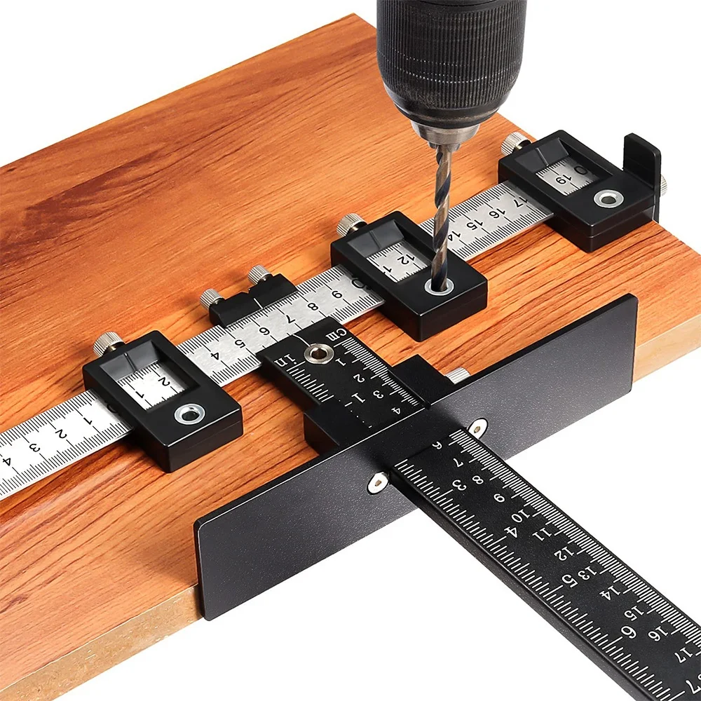 Multi-function Drill Punch Locator Furniture Adjustable Drilling Dowelling Hole Saw  Punch Locator