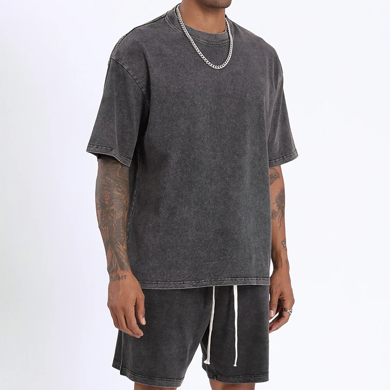 high quality boxy fit acid wash tee shirt blank streetwear clothes oversized tshirt custom vintage t shirt for men