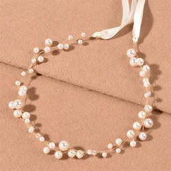 Лидер продаж Регулируемый жемчуг платья для вечеринок; Свадебный венок; Украшение для волос невесты; Ободок для волос в виде короны гирлянда повязка на голову для девочек