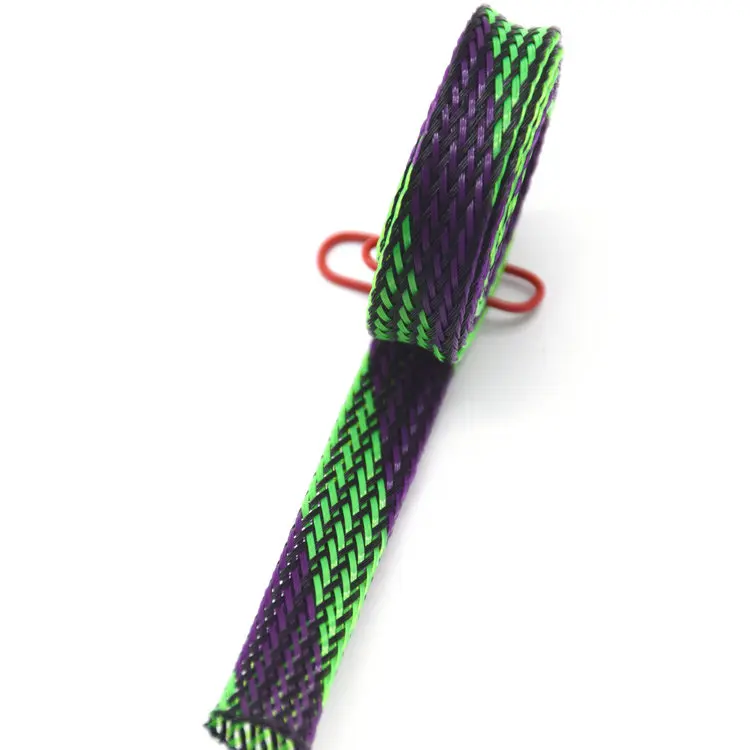 Color Braided Expandable Cable Sleeving For Wire Harness Marine Auto Sheathing