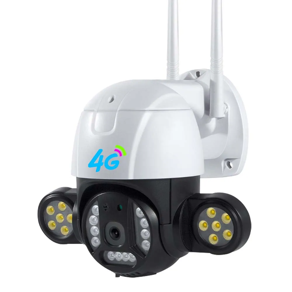 Qearim outdoor auto tracking Floodlight Wireless IP PTZ camera full color HD  V380 PRO APP 3G 4G LTE sim card camera 4g