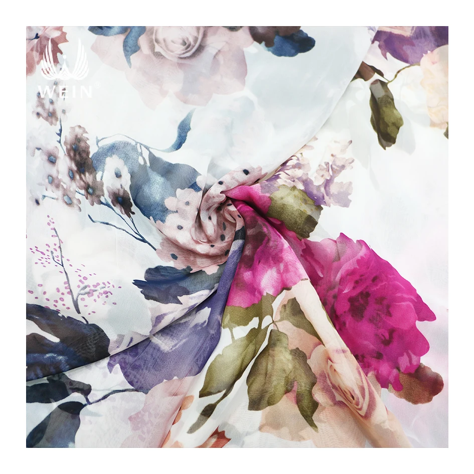 WI-A02 новейший дизайн 50D печать на ткани сервис с шифоновым цветком ткань печатные полиэфира для Сомали платье и шарф