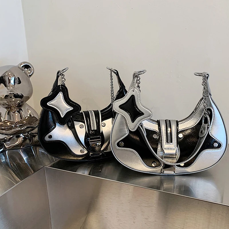 Новая модная Роскошная сумочка E2695, дизайнерская сумка на плечо со звездами, светлая женская сумка с полумесяцем, Женские Дизайнерские Сумочки для женщин