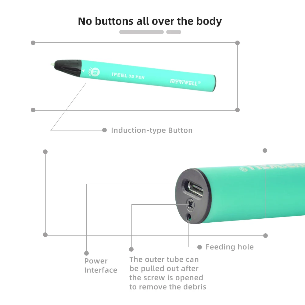 Myriwell Creative Auto Extrude Doodler Education Printing Toys School 3d Printer Pen For Kids RP-300A