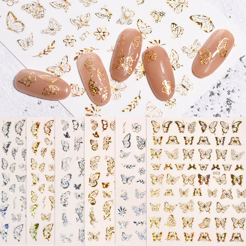
Popular Special Pattern Nail Stickers Custom Nail Wraps 3d Art Butterfly Design Nail Stickers Hot sale products 