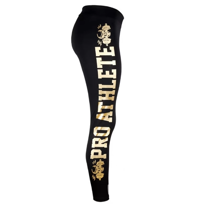 
custom woman yoga pants sport golden printed gym wear outdoor leggings 