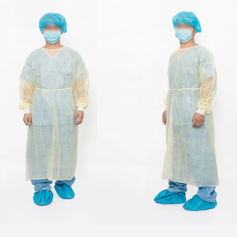 SMS/ SPP Non woven Hospital Patient Gowns Disposable Medical Gown with Ties & knitted cuffs