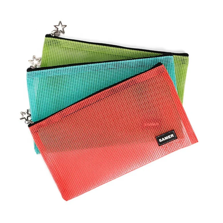 STASUN custom stationery modern style multicolor zipper mesh Pencil Pen Bag