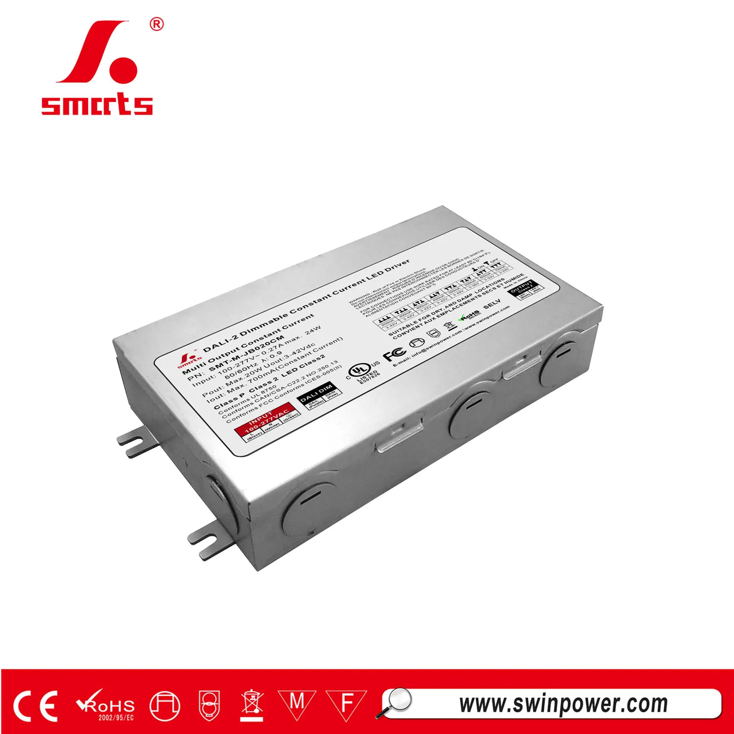 100-277vac Dali-2 & Push Dimmable 250ma-700ma Constant Current Led Driver
