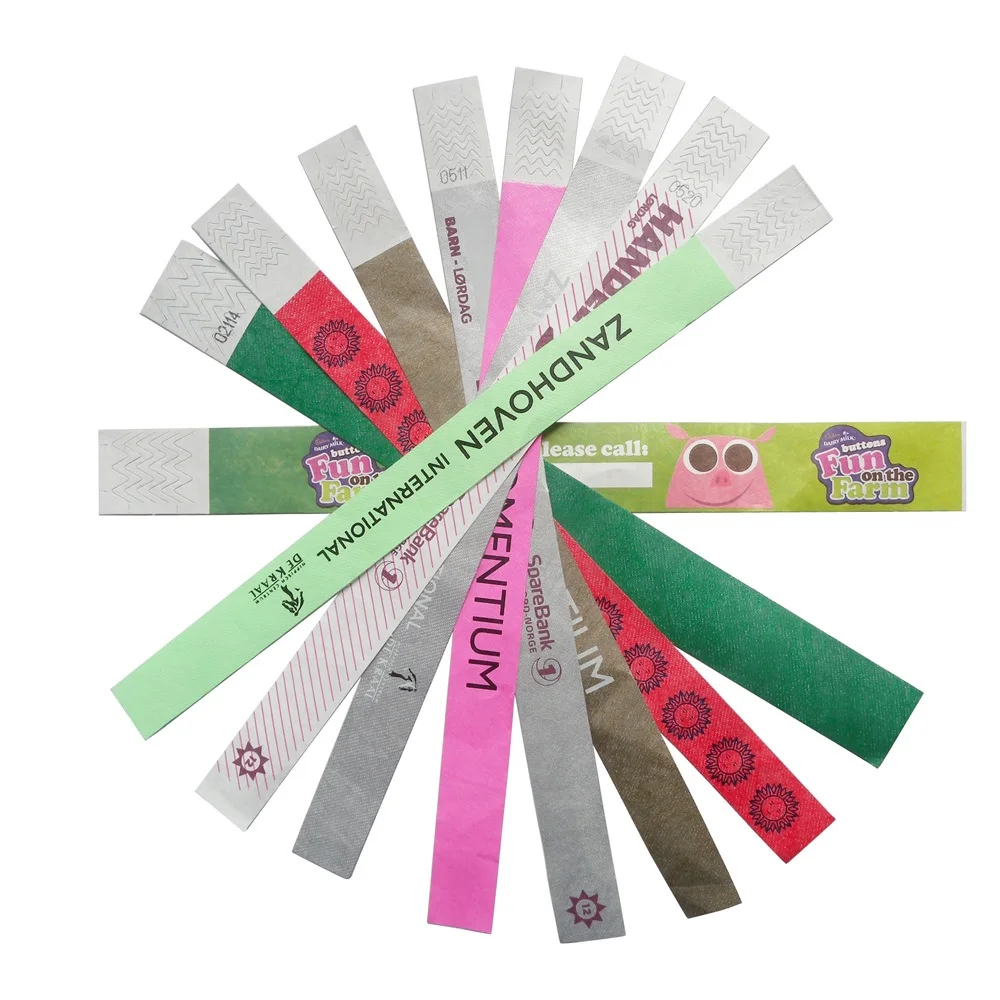 Custom Colourful Bracelet Cheap Personalised Waterproof Disposable Paper Band Tyvek Wristbands Concert ticket wristband