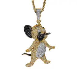 HipHop Jewelry Movie Tom And Jerry AAA Cubic Zirconia Ice Out Pendant Cartoon Design Pendants