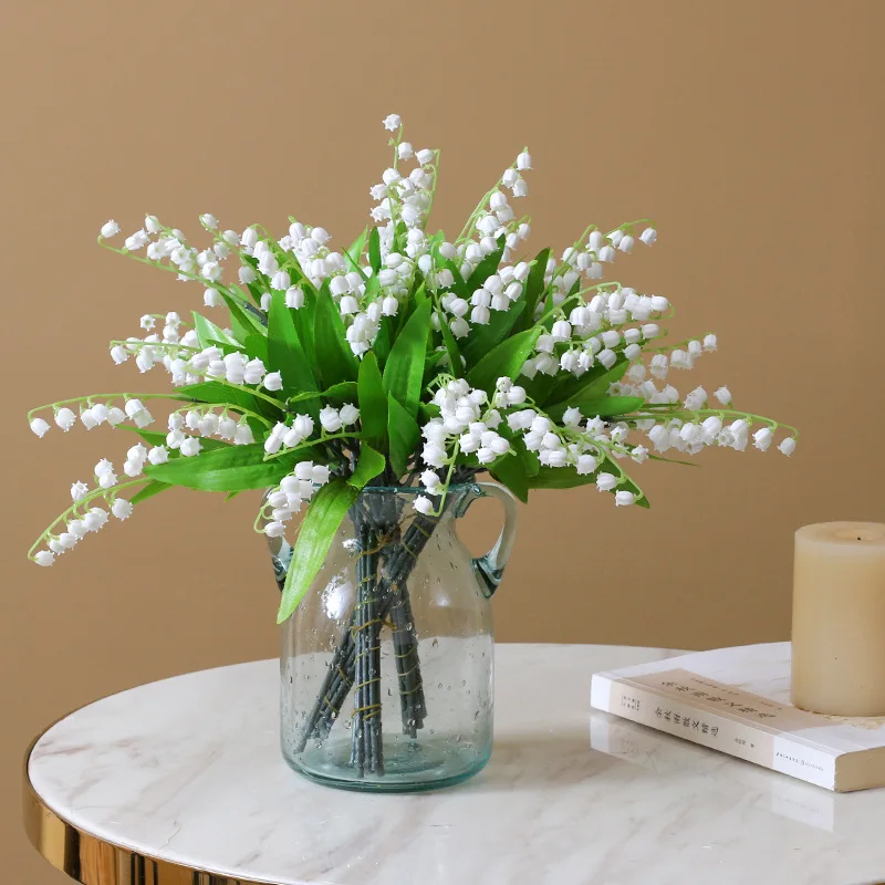 Simulated Lily Of The Valley Plastic Flower Artificial Flowers Plastic Single Bell Orchid Flower For Bride Home Decor