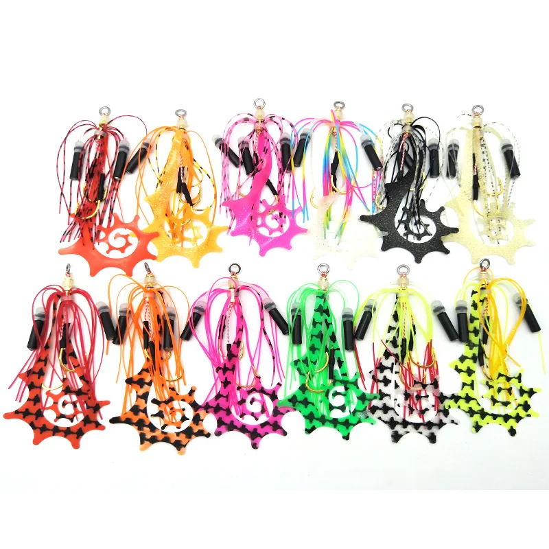 Newbility DIY Fishing Tackle Colorful Luminous Silicone Fishing Jig Rubber Skirt with Hooks