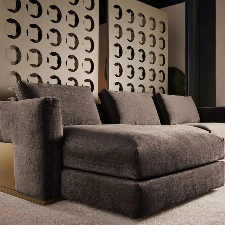 Italy Luxury Cotton And Linen Living Room Sofa Metal Foot Design Modern Sofa