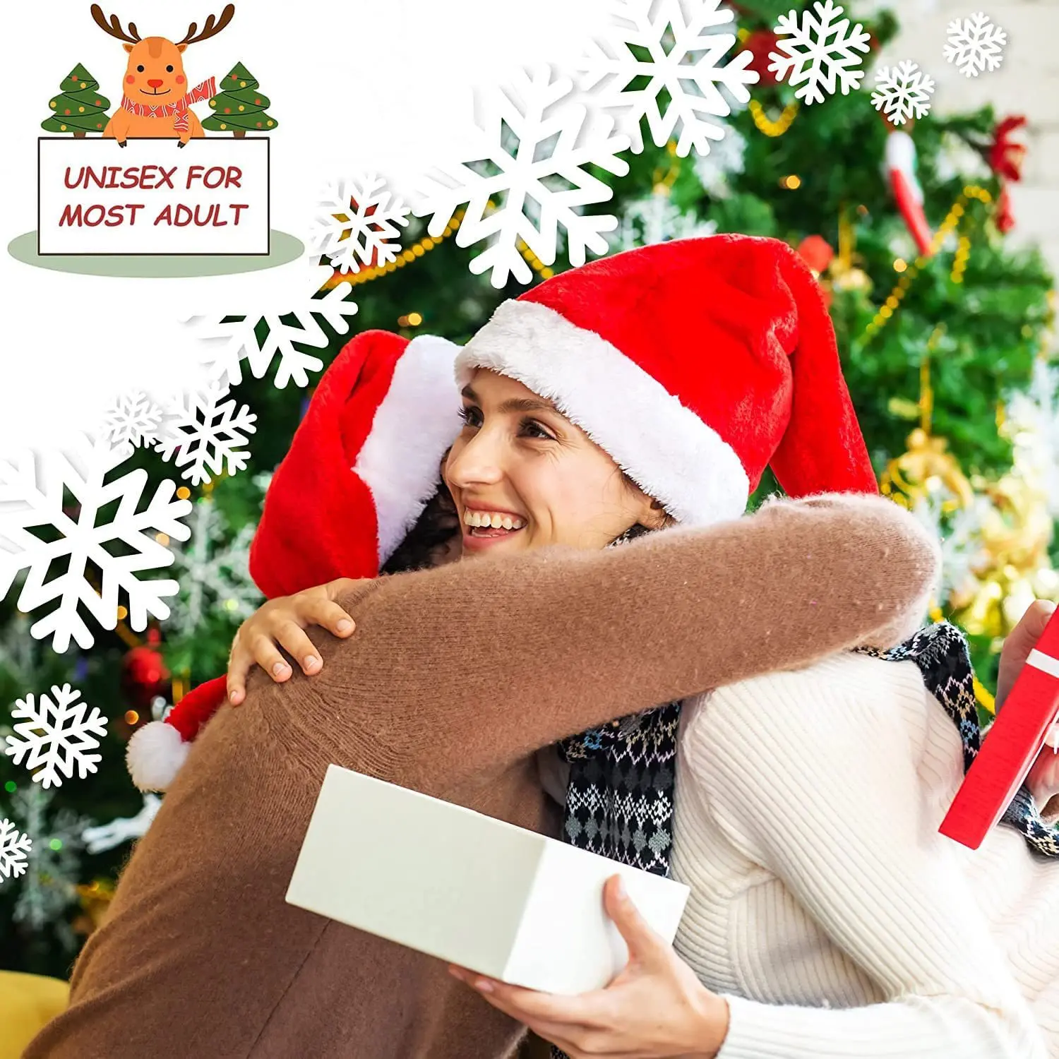 Wholesale high quality Custom LOGO Multicolored Christmas Party Decoration Plush Santa Claus Hat Christmas Hat for Adults