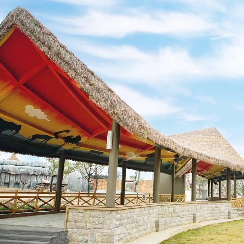 artificial plant wholesale artificial thatch waterproof roof Plain Roof Fireproof Artificial Synthetic Thatch synthetic thatch