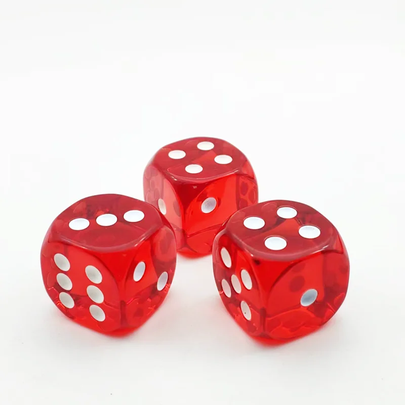 rounded transparent red blue plastic acrylic resin point dice adult board games accessory poker 16mm casino point dice