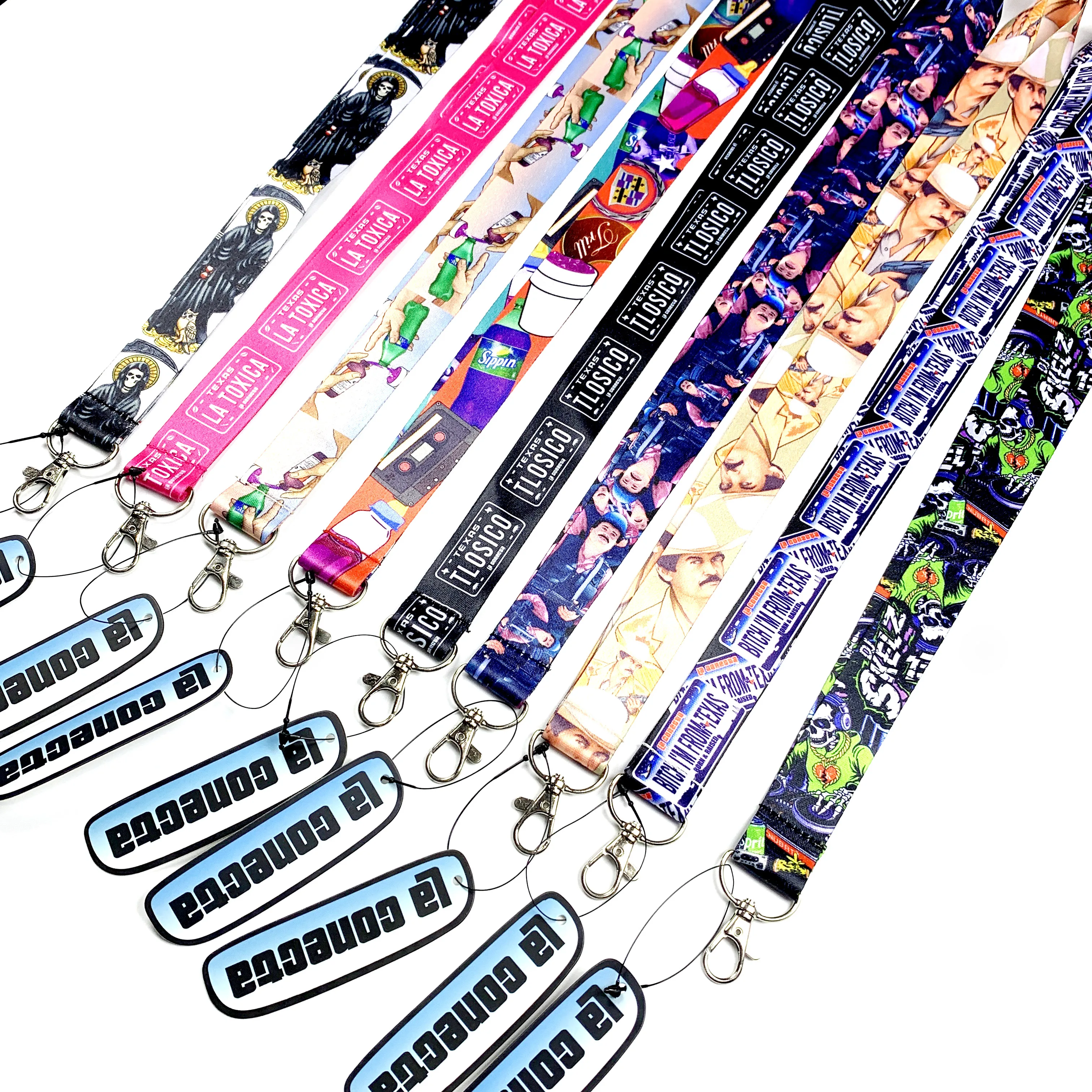 No Logo Uwant Short Carabiner Hand Wrist Key Cotton Logo Print Dye Sublimation Printing Phone Custom Blue Dragon Lanyards
