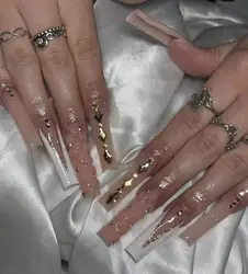 Funky long ballet long finished ready to ship press on nails in packaging 10 pcs in one