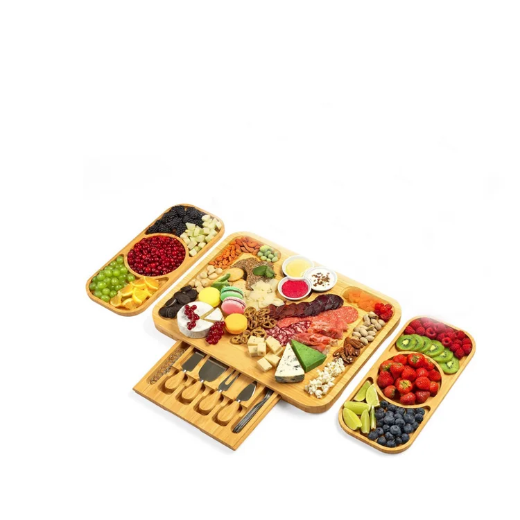 Wholesale Chopping Drawer Custom Logo Bamboo Trays Collecting Wood Cutting Board