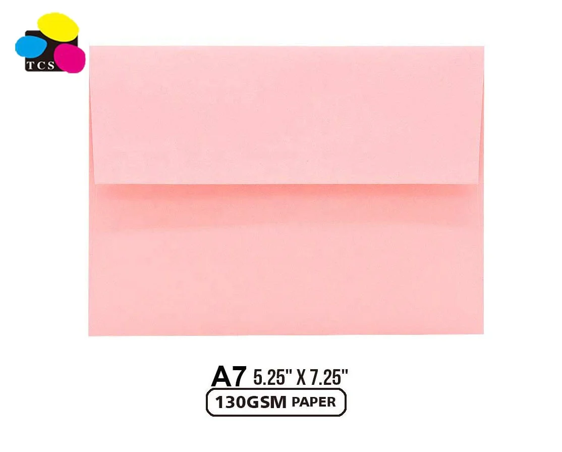 Professional Manufacturer 100 Pack 120 GSM Letter Paper A7 Pink Pastel Invitation 5x7 Envelope For Parties
