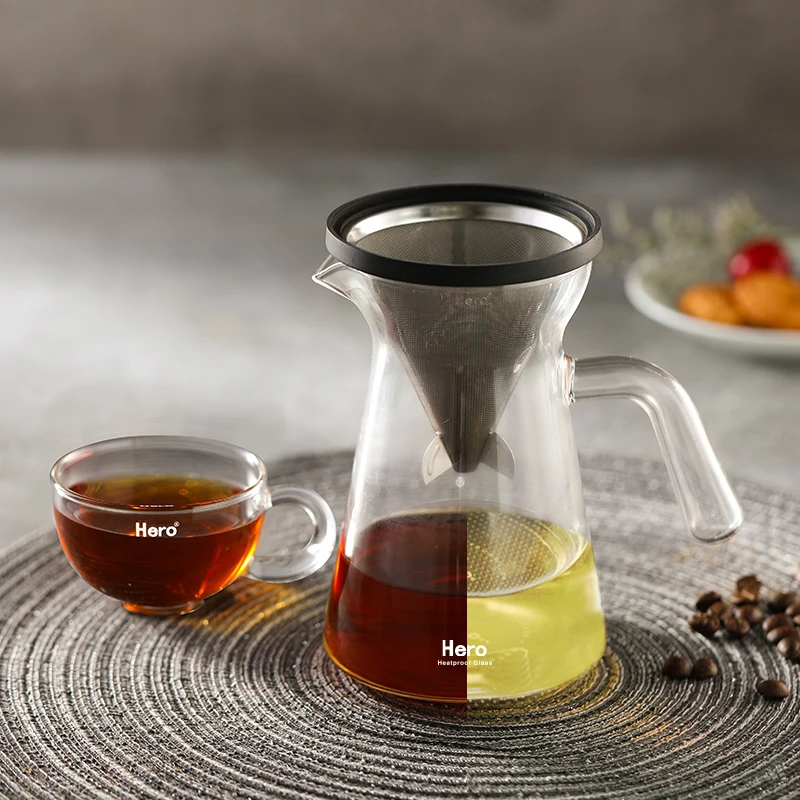 Portable home brew hot sale stainless filter coffee pot maker pour over dripper pot server