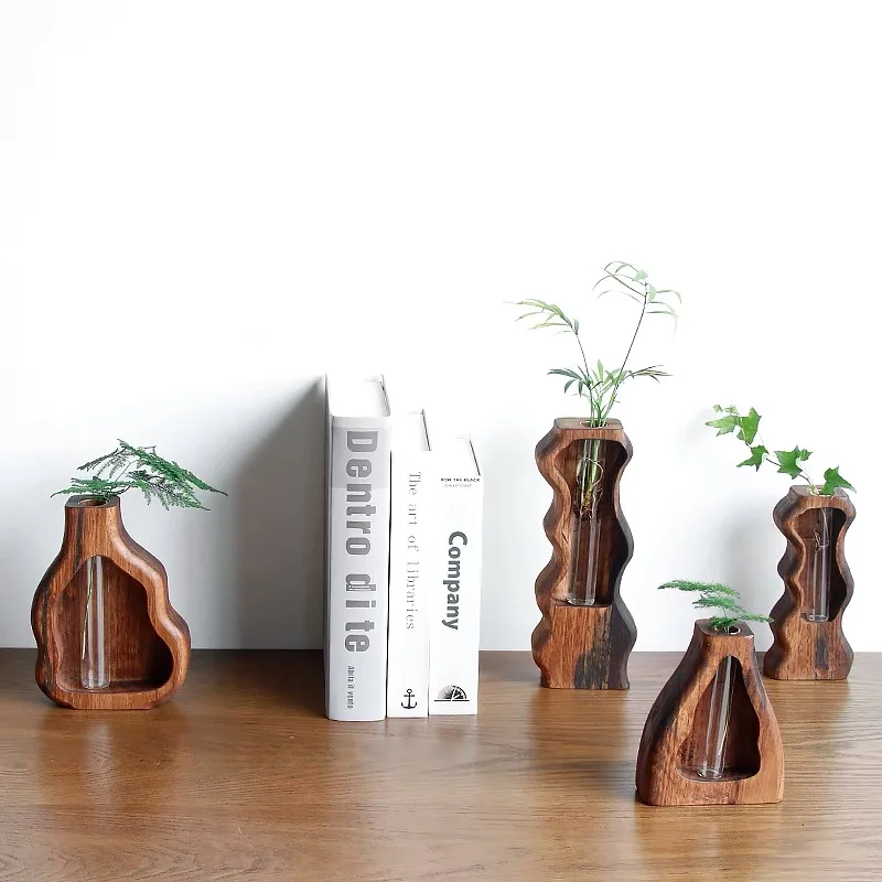 CSL Wholesale Decor Wood Vase Flower Good Quality Modern Style Wood Vases For Home