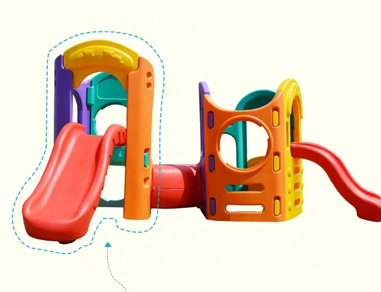 Colorful tunnel and slide combination children indoor small amusement slide