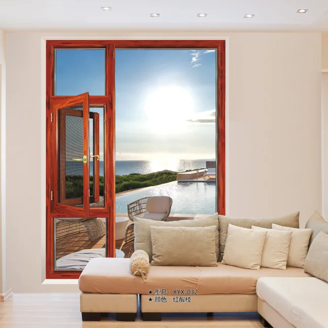 Sound insulation double tempered glass aluminum frame casement window  for home 