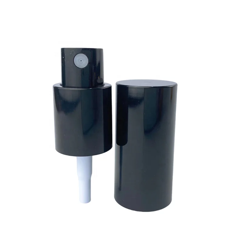 Hot Sale 18/410 20/410 Plastic Shiny Black Anodizing Perfume Mist Sprayer with Full Cap for Bottle