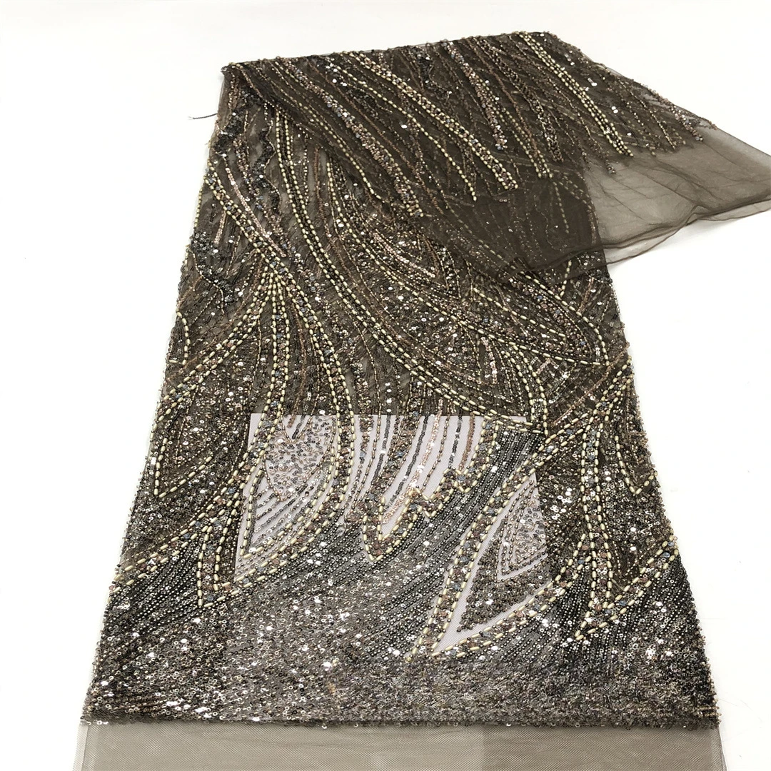 European and American peacock tail hand made beaded lace fabric for fashion and Wedding dresses