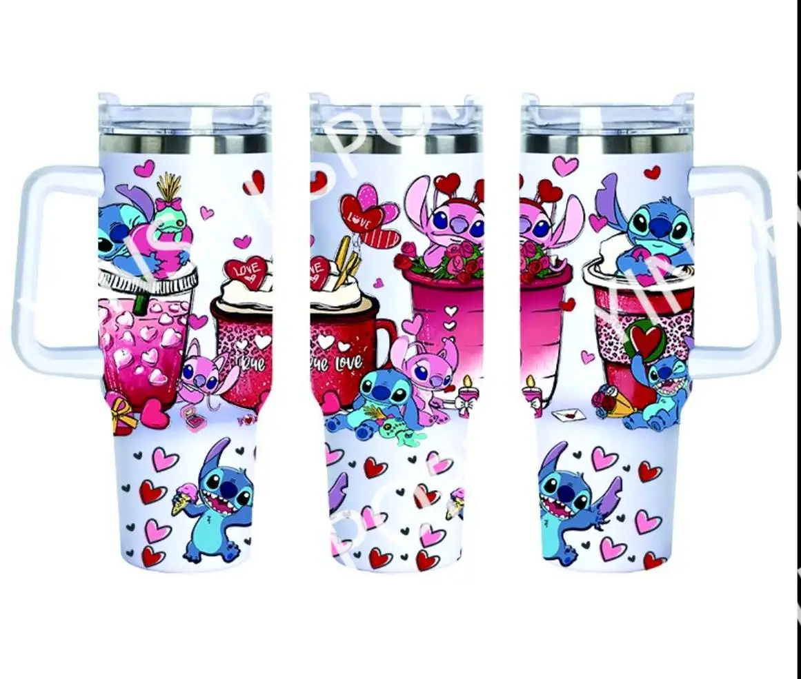 Lower price  40 Oz Car Cup cartoon cute stitches pattern Stainless Steel Insulated 40oz Christmas Tumbler With H