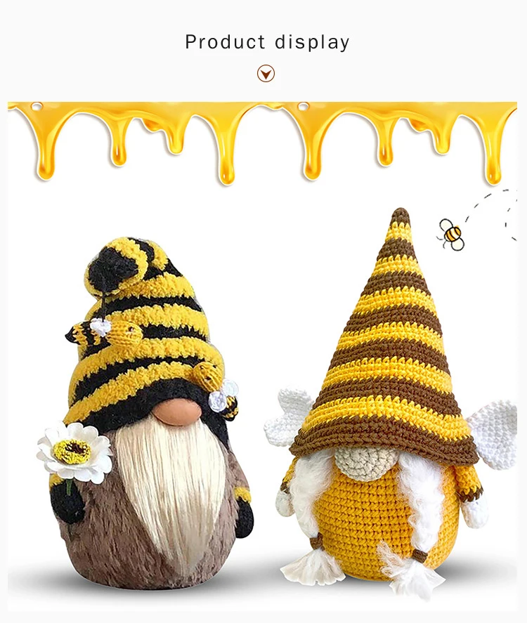 Bumble Plush  Dolls Ornament Bee Gnome Sunflower Doll Swedish Honey Elf Table Home Decoration Gifts