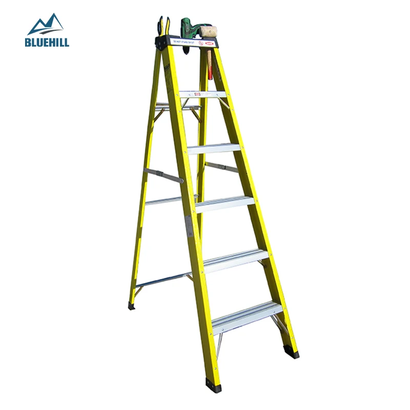 Multi Purpose Locked Ladder Climbing Industrial Insulation Ladders Single Portable A Shape Frame Fiberglass Step Ladder