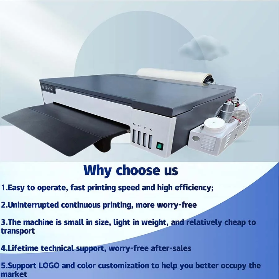 Small Digital A3 A4 L1800 L18058 White Toner Roll Transfer Film Cloth Fabric DTF Printer T-Shirts Printing Machine