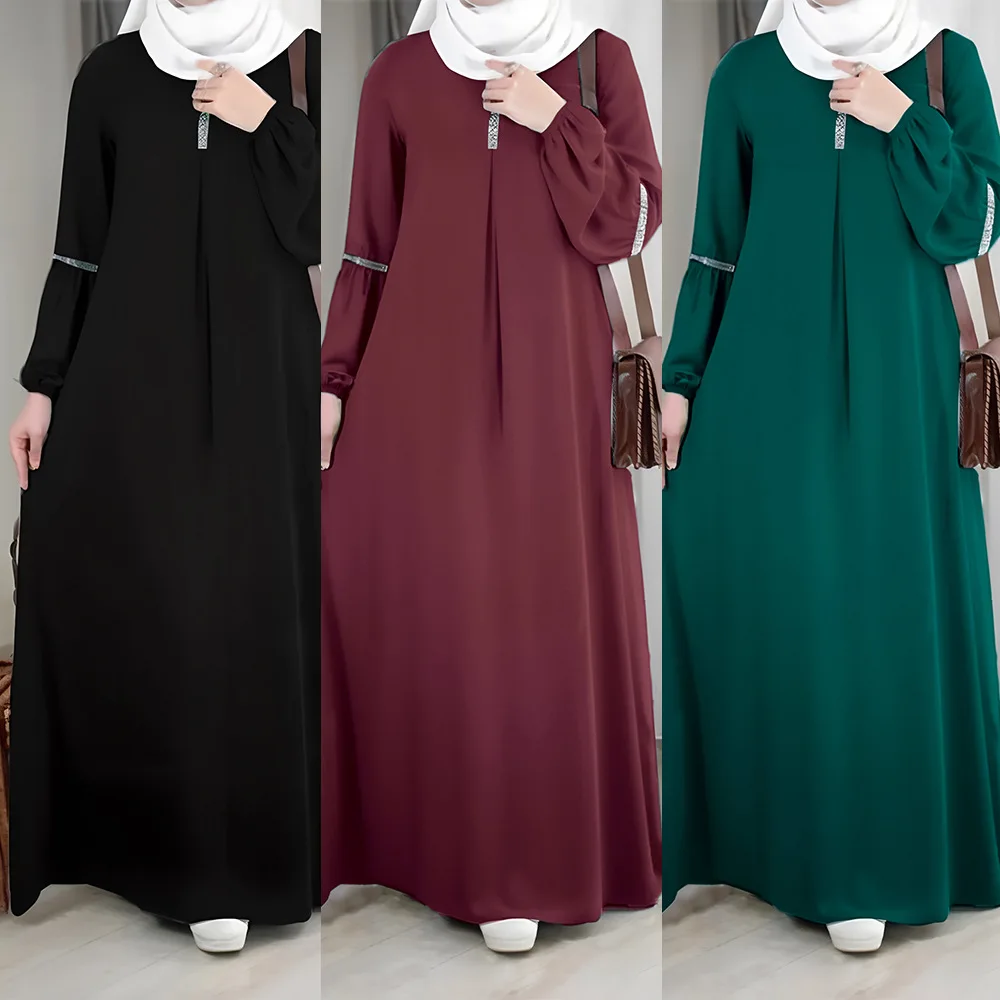 Islam Dubai Turkish Arab Muslim Woman Elegant Modest Dress Abaya Robe Burqa Diamond Embedded Women Hijab Clothing Abayas Dress