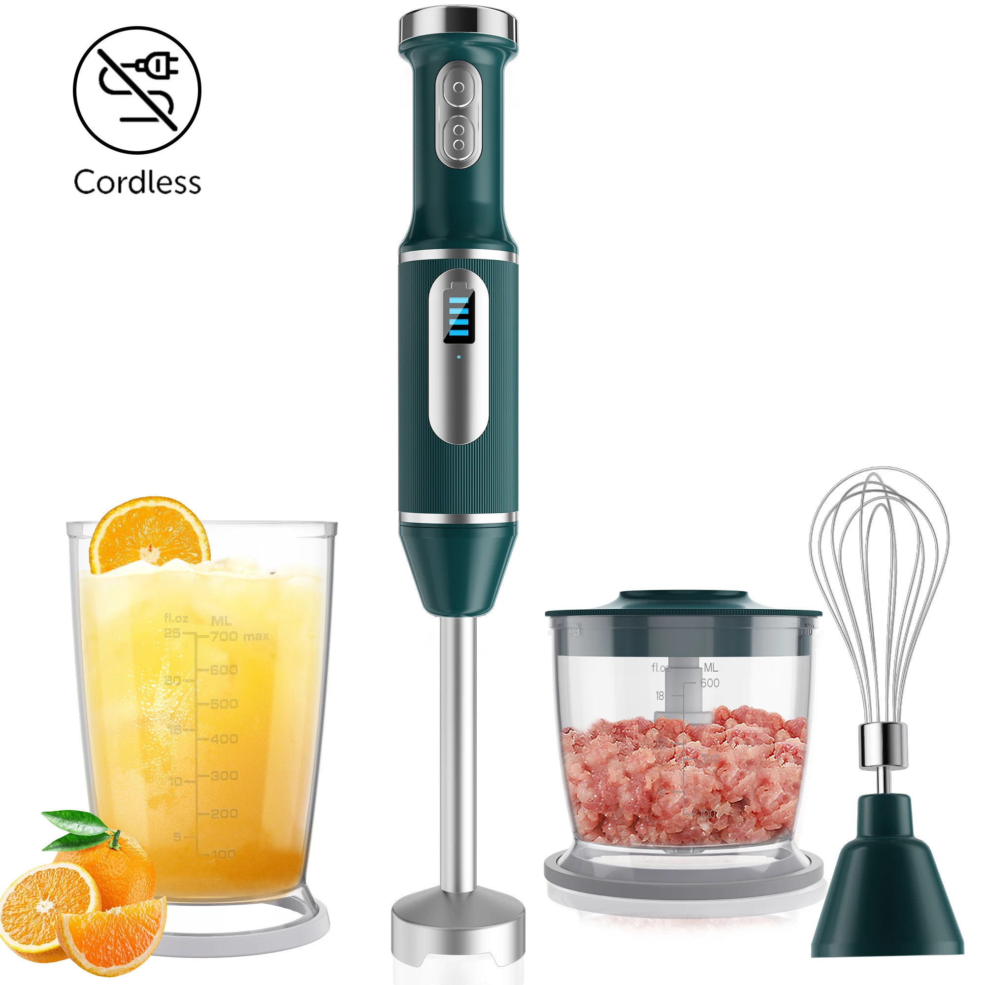 Прямая поставка от производителя Amazon, популярный беспроводной многоцелевой ручной миксер 4 в 1, 200 Вт, 12 В постоянного тока, блендер, блендер, электрический миксер