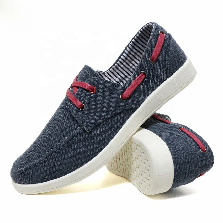 New fashion cemented Canvas lace up boat shoes men casual footwear walking shoes