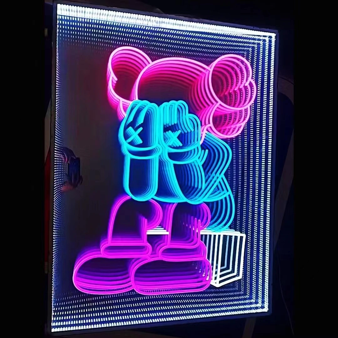 Высокое качество Мечта Цвет неоновые огни диско 3D Зеркало Led DJ Dance KTV бесконечность зеркало силиконовые неоновые вывески