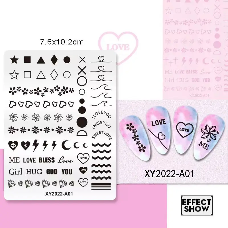 Professional 14Pcs Styles Nail Manicuring DIY Printing Tools For Nail Tips 3D Art Design Printing Gel Polish Steel Plate