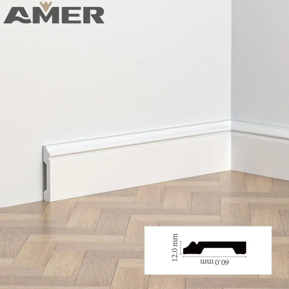 Amer Factory price door frame pvc white table wall corner skirting floor molding sticker accessories in china