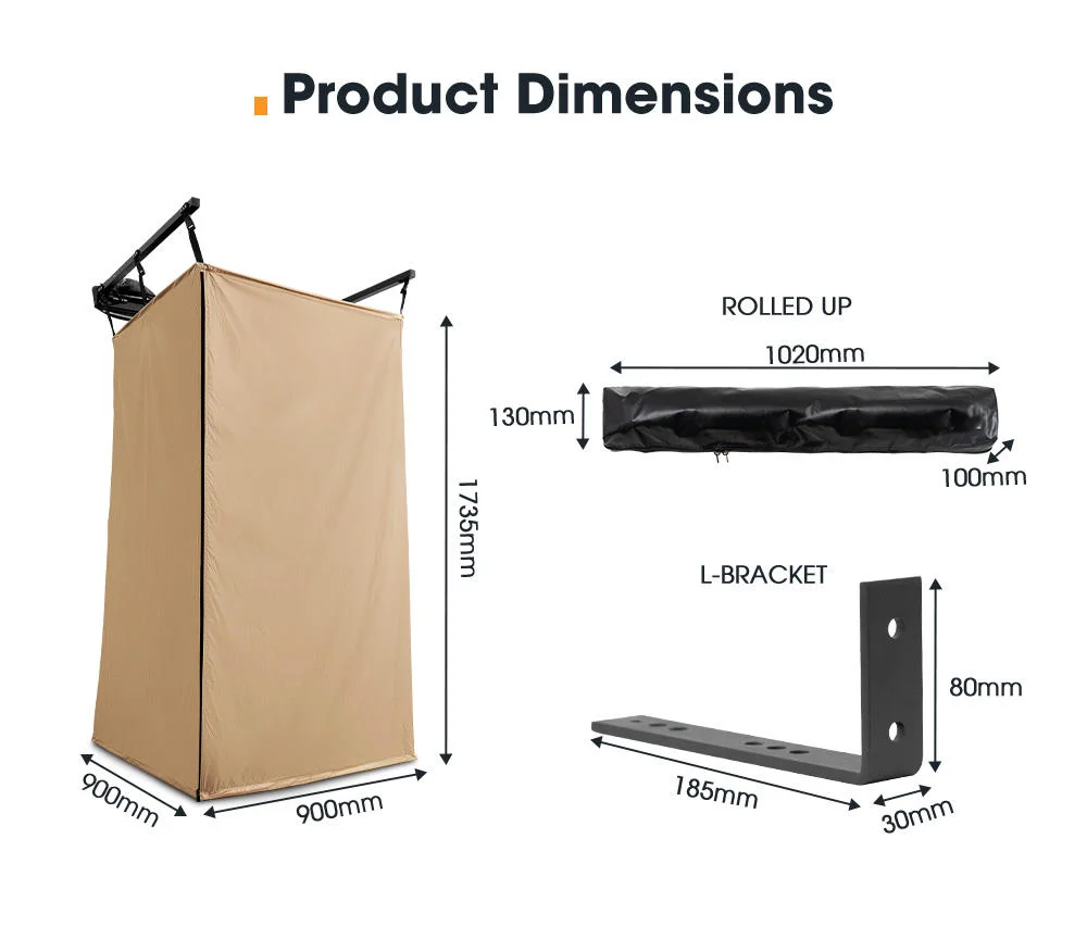 Outdoor Camping Shower Tent Car Side Shower Tent Toilet Bathing Tent Built-in Led Strip Light