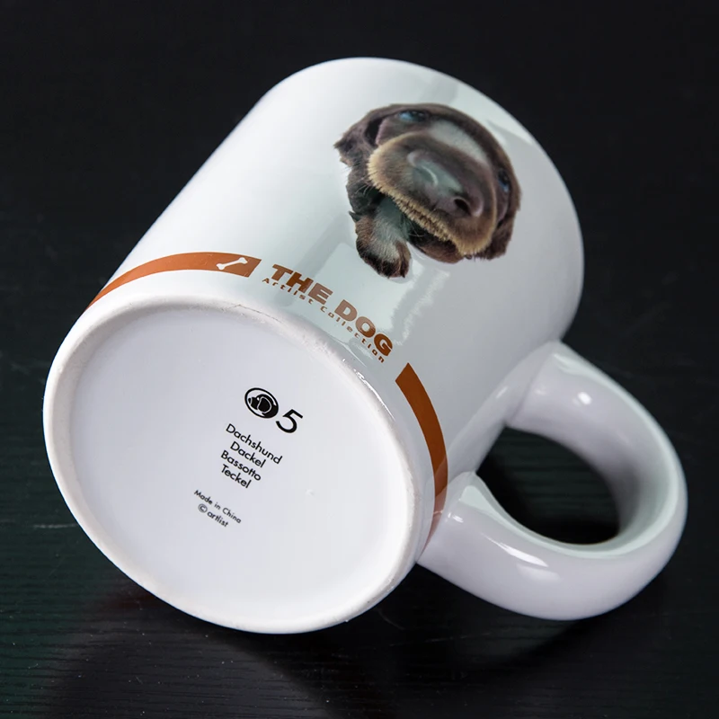 JIA SHUN Wholesale ceramic 3D dog and cat animal face print travel mug with handle