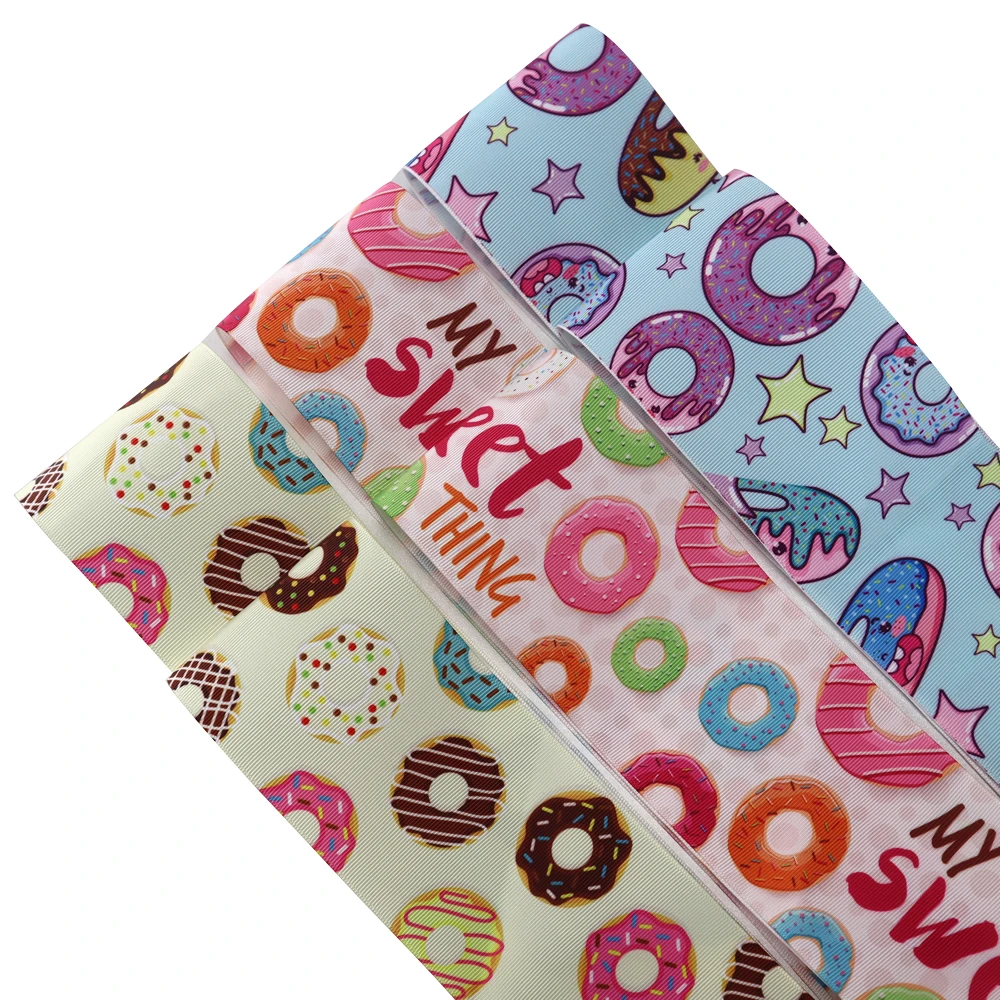 
new arrival 75mm doughnut donuts custom grosgrain printed ribbon for food festival 