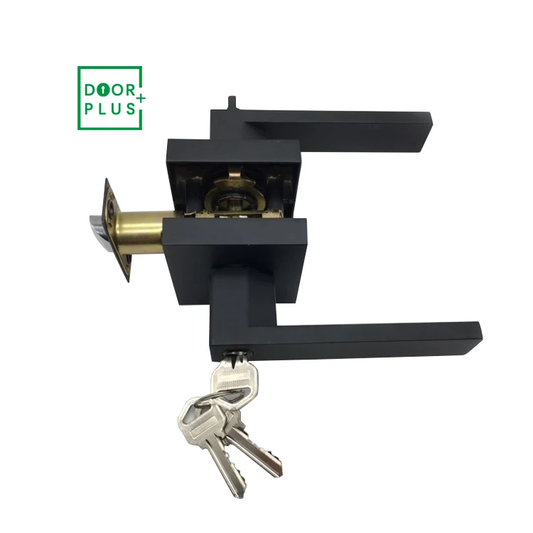 Doorplus Black Heavy Duty Square Main Handles With Lock Bedroom Bathroom Door Locks china Privacy Door Lock