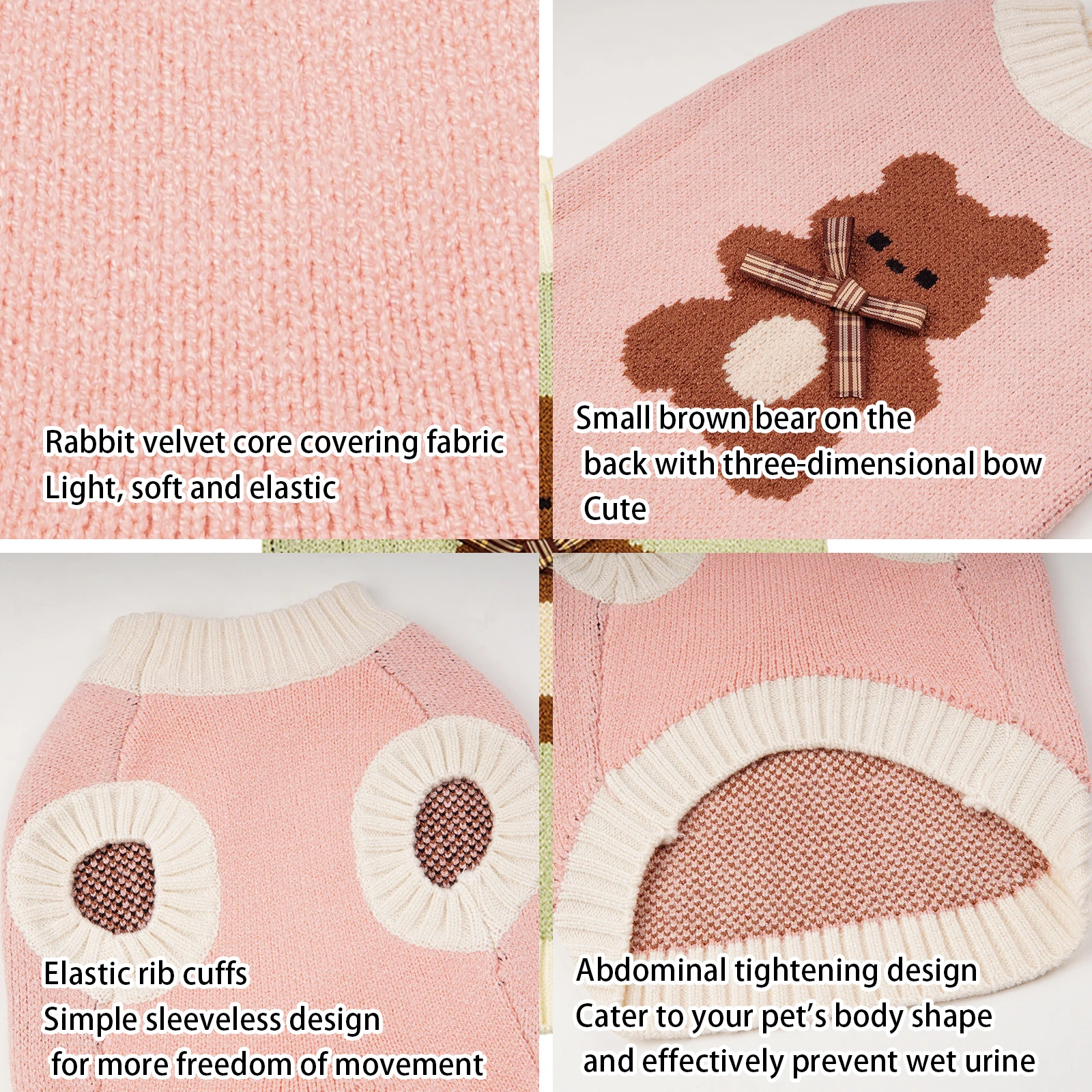 Little Bear Dog Winter Vest Cute Cat Sweater Sleeveless Pet Clothes Custom Dog Sweater Knit Cat Sweater